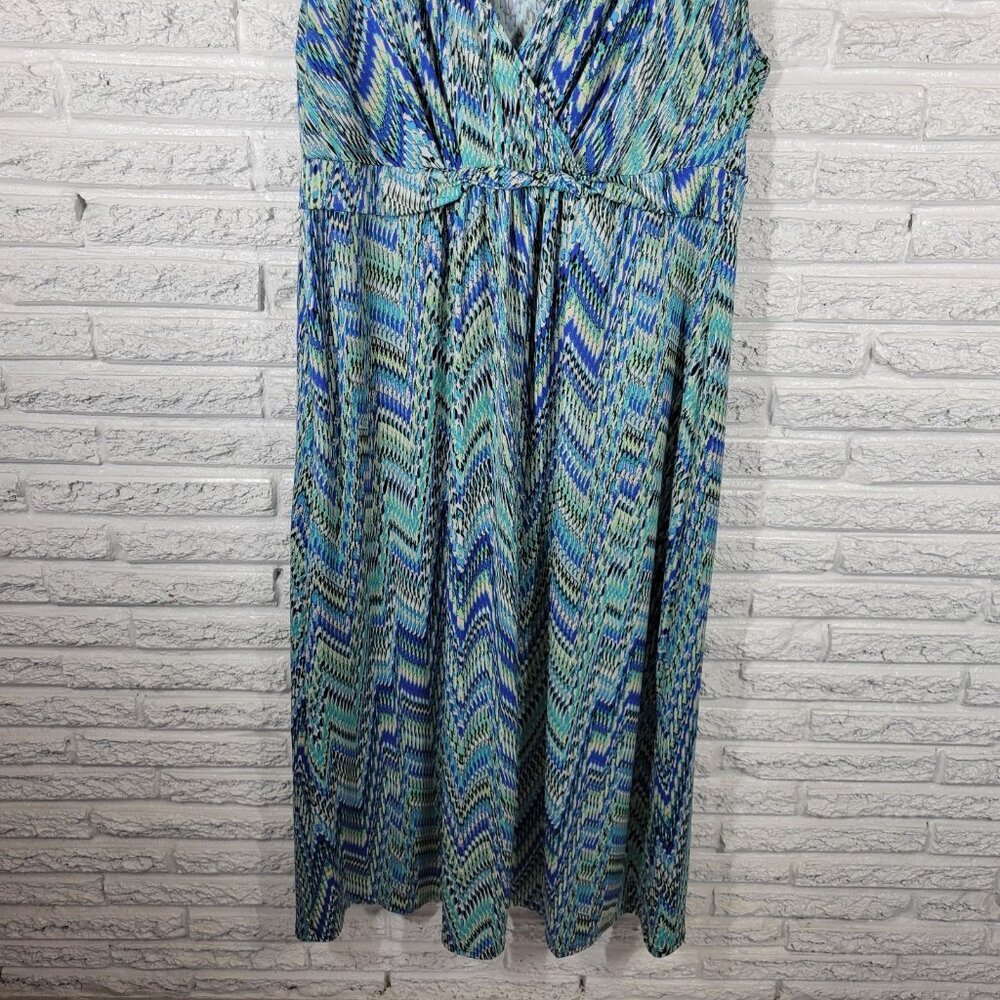 Kim Rogers Women's 1X Plus Blue Sheath Dress Sleeveless V-Neck Stretch WAT67E - Picture 5 of 10